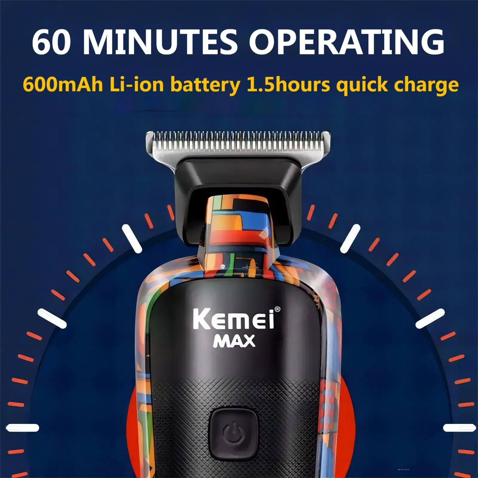 Kemei-5090 tondeuses à cheveux avec affichage numérique, poussoir de barbier professionnel pour hommes, tondeuse à cheveux électrique à motif Graffiti aléatoire – Image 4