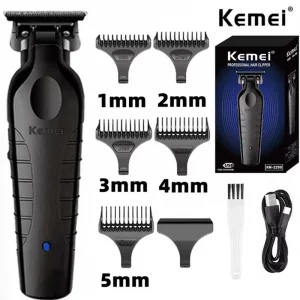 Kemei 2299-Tondeuse à cheveux sans fil pour barbier 0mm, machine de découpe et finition électrique professionnelle