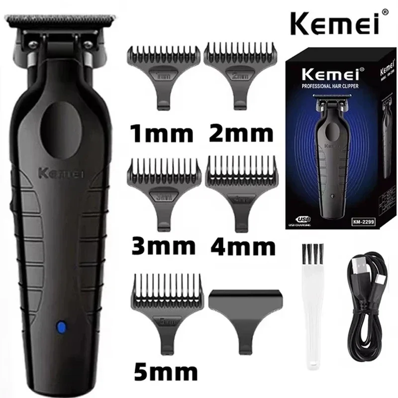 Kemei 2299-Tondeuse à cheveux sans fil pour barbier 0mm, machine de découpe et finition électrique professionnelle