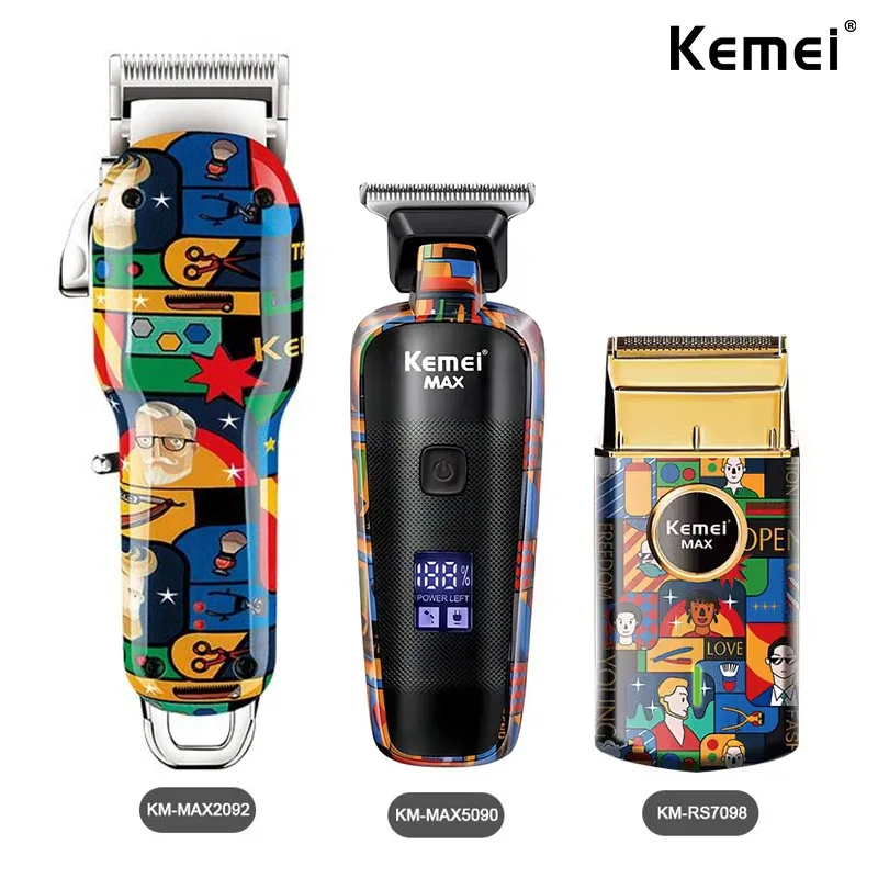 Kemei Rechargeable Graffiti modèle électrique tondeuse à cheveux professionnel barbier tondeuse homme rasoir Km-MAX2092 KM-MAX5090 KM-RS7098