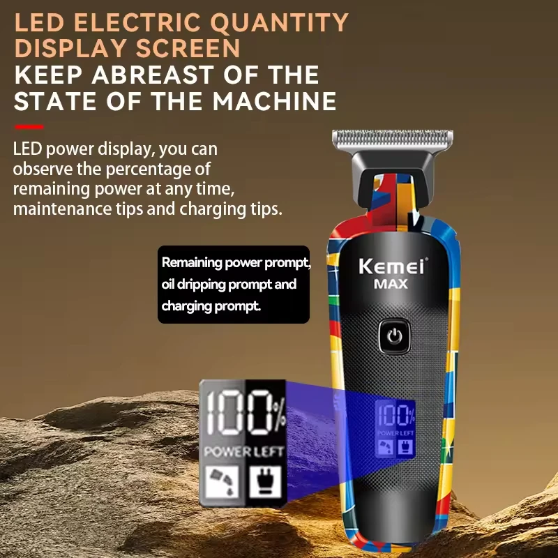 Kemei Rechargeable Graffiti modèle électrique tondeuse à cheveux professionnel barbier tondeuse homme rasoir Km-MAX2092 KM-MAX5090 KM-RS7098 – Image 4